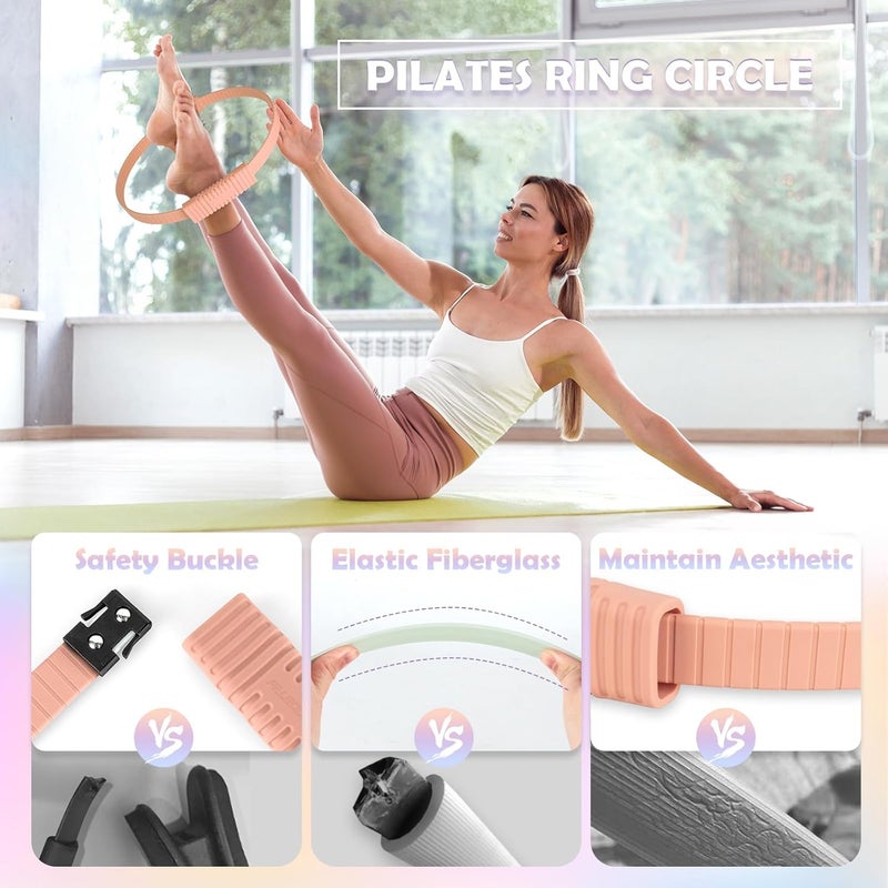 Paleclouds Pilates Essentials Kit for Women, 13.5" Pilates Ring and Ball Set with Resistance Bands for Home Workouts, Portable Pilates Kit with Bag & Training Poster for Full Body Exercise - Image 2